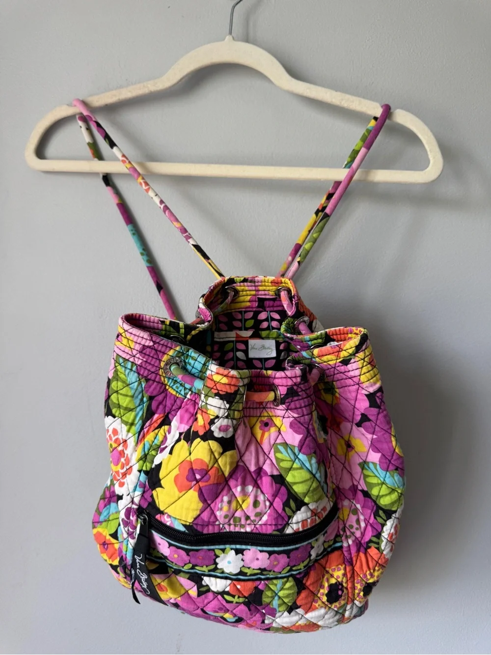 Vera Bradley Quilted Floral Drawstring Backpack - Pink Multicolor